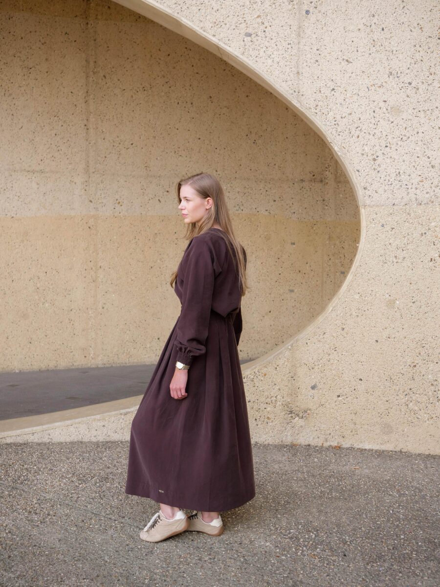 Rosa midi plooirok bruin - Afbeelding 4