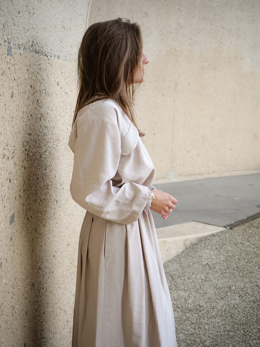 Rosa midi plooirok beige - Afbeelding 3