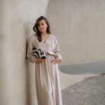 Rosa midi plooirok beige