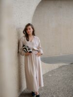 Rosa midi plooirok beige