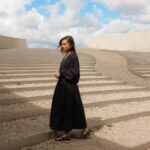 Rosa midi plooirok zwart