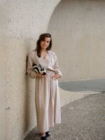 Rosa midi plooirok beige - Afbeelding 6