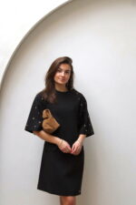 Roza jurk met studs zwart - Afbeelding 2