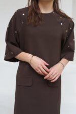 Roza jurk met studs bruin - Afbeelding 5