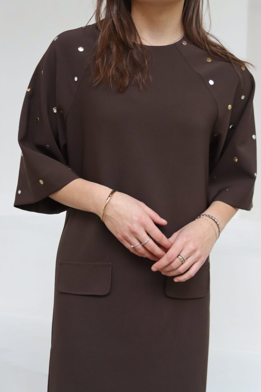 Roza jurk met studs bruin - Afbeelding 5