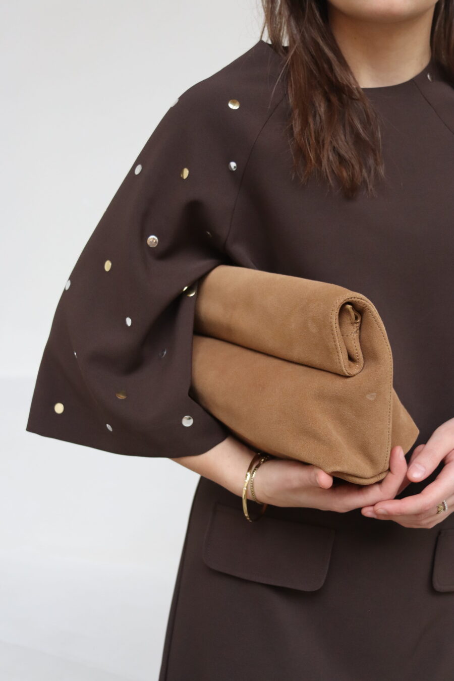 Roza jurk met studs bruin - Afbeelding 2